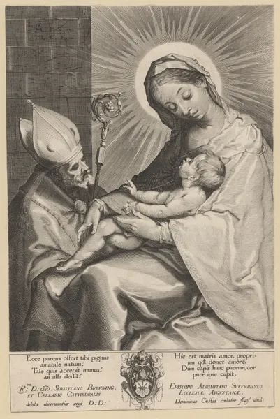 Mary and Child Adored by a Bishop av Lucas Kilian