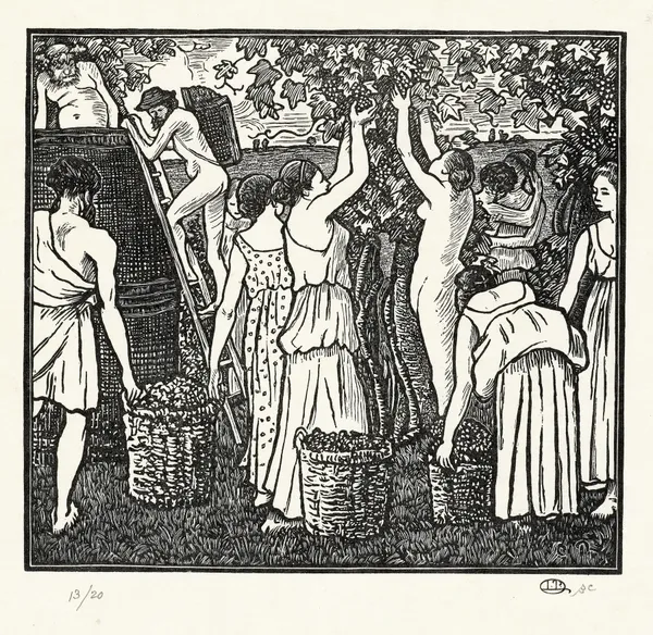 De wijnoogst av Lucien Pissarro