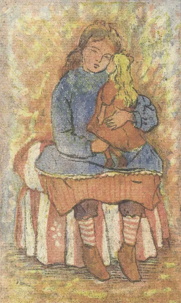 Meisje met pop av Lucien Pissarro