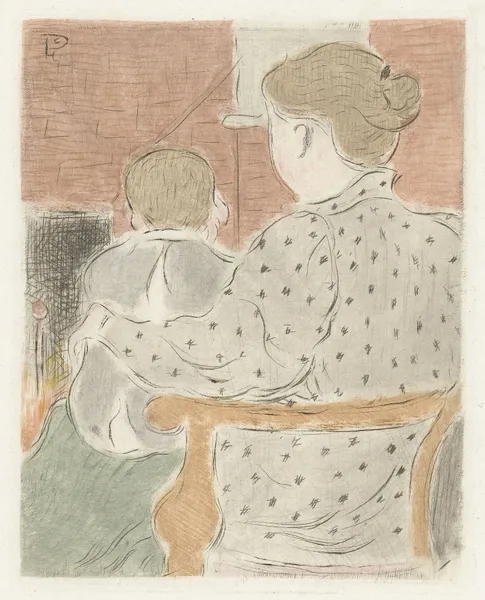 Moeder met kind av Lucien Pissarro