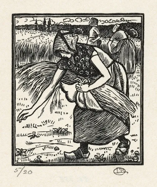 Ruth verzamelt aren av Lucien Pissarro