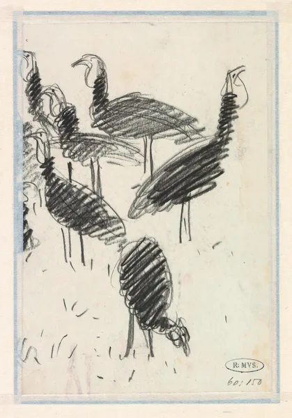 Zes vogels av Lucien Pissarro