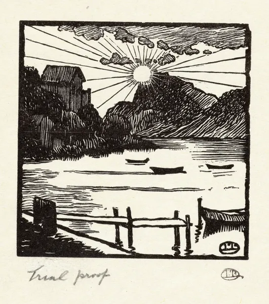 Zonsopgang boven een meer av Lucien Pissarro