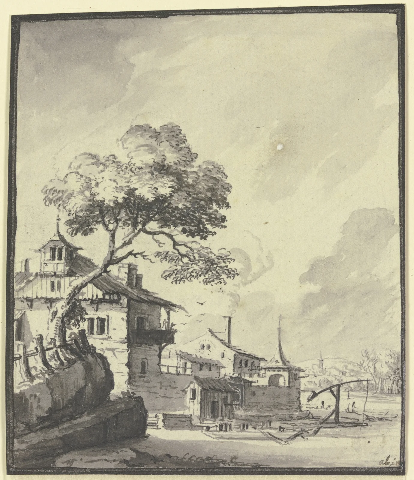 Gebäude an einem Fluß av Johann Ludwig Aberli