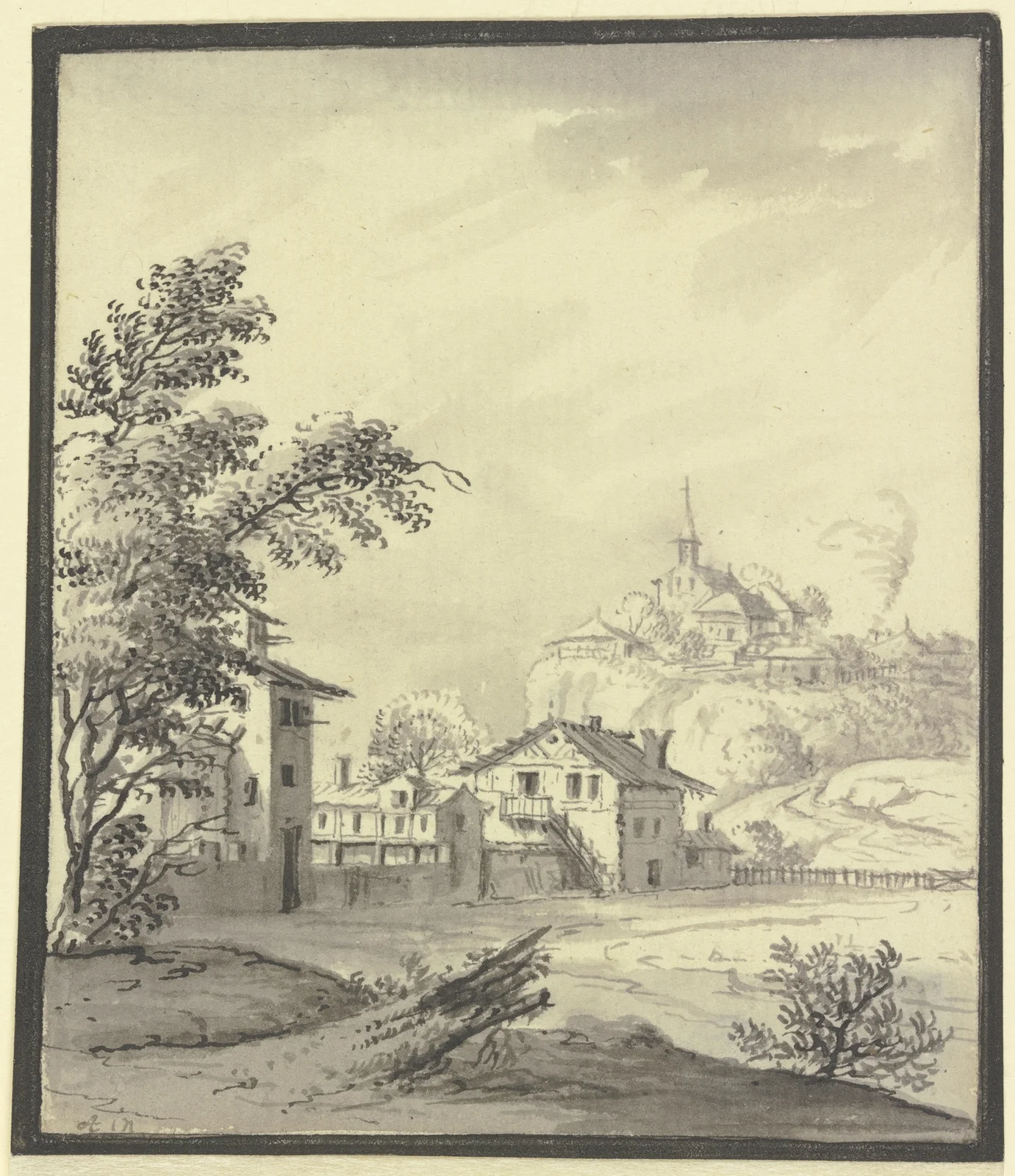 Häuser an einer Wiese av Johann Ludwig Aberli