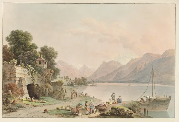 Vue prise aux environs de la Tour av Johann Ludwig Aberli