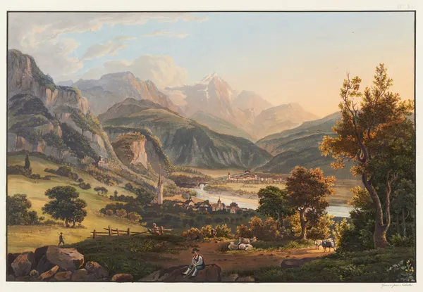 Environs de Tousis et vue vers le Pizbeverin av Johann Ludwig Bleuler