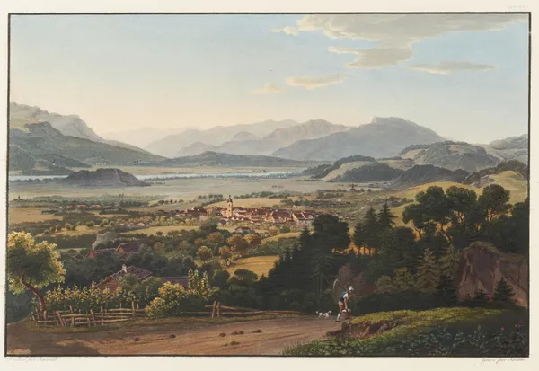 La petite ville d’Altstatten dans la valée du Rhin, Canton de St. Gall av Johann Ludwig Bleuler
