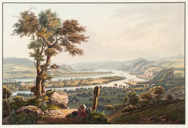 Vue de Karthaus vers le château de Stolzenfels av Johann Ludwig Bleuler