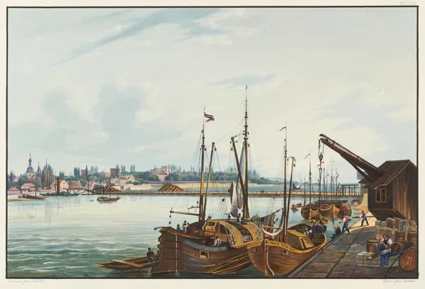 Vue de la ville de Manheim et de ses environs av Johann Ludwig Bleuler