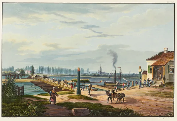 Vue de la ville de Strasbourg prise de Kehl av Johann Ludwig Bleuler