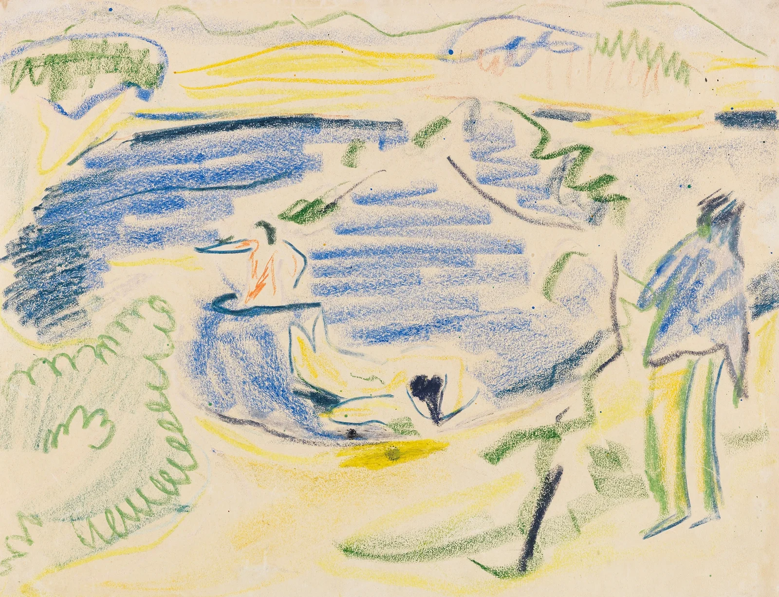 Badende (Badende im Teich) av Ernst Ludwig Kirchner