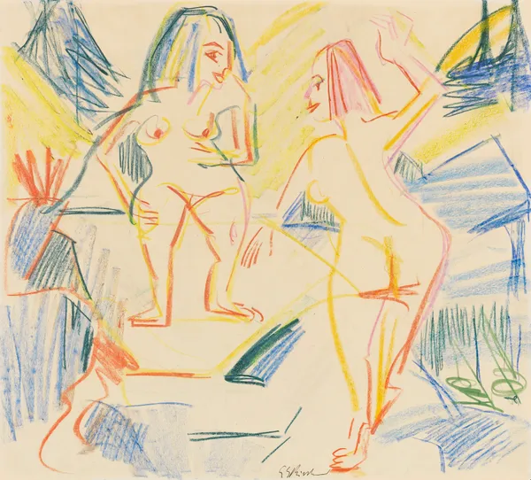 Badende in Felsen av Ernst Ludwig Kirchner