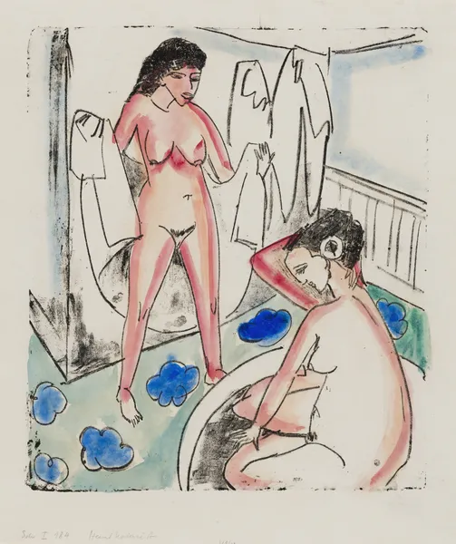 Bathing Girls in a Room av Ernst Ludwig Kirchner