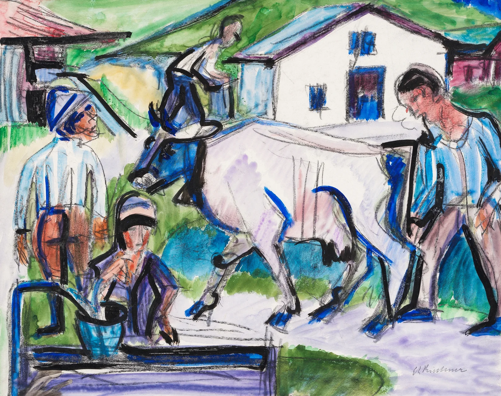 Bauern mit Kuh av Ernst Ludwig Kirchner