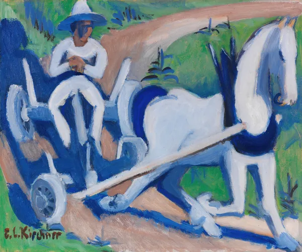 Bauernwagen mit Pferd av Ernst Ludwig Kirchner