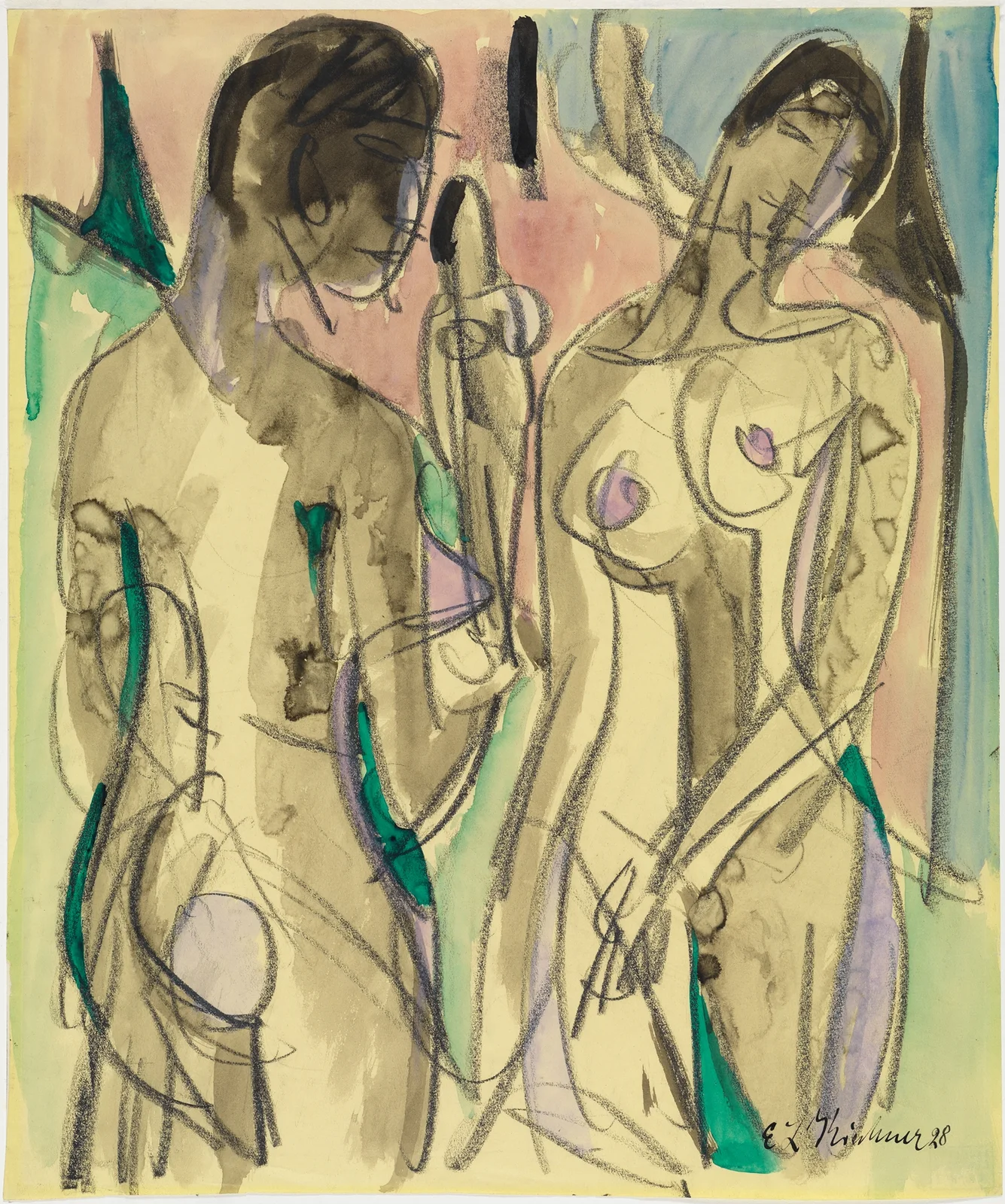 Drei Akte im Wald av Ernst Ludwig Kirchner