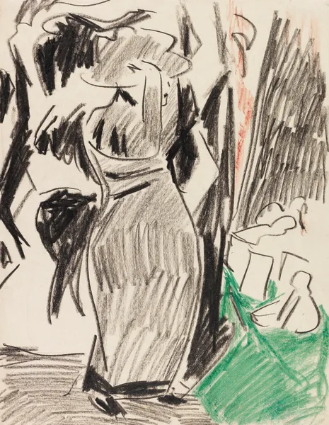 Frau vor dem Spiegel av Ernst Ludwig Kirchner