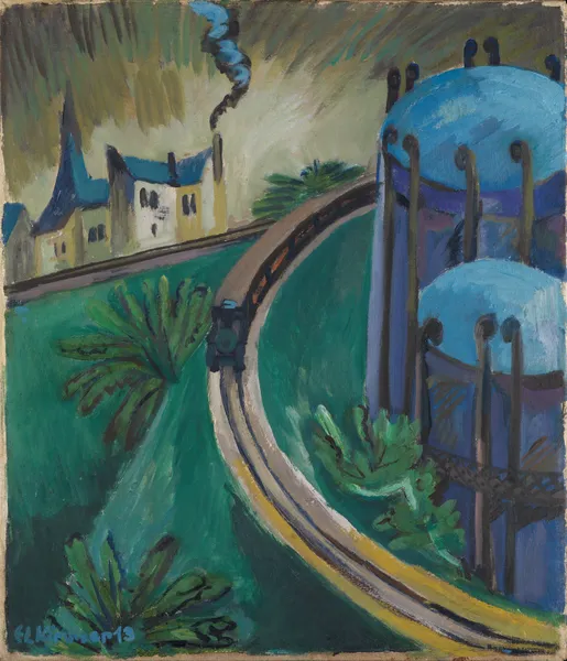 Gaskessel und Vorortsbahn av Ernst Ludwig Kirchner