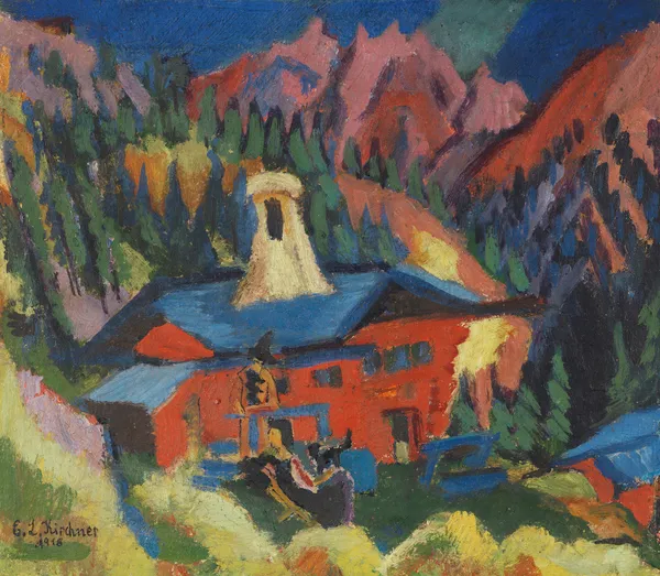 Haus auf der Staffel av Ernst Ludwig Kirchner