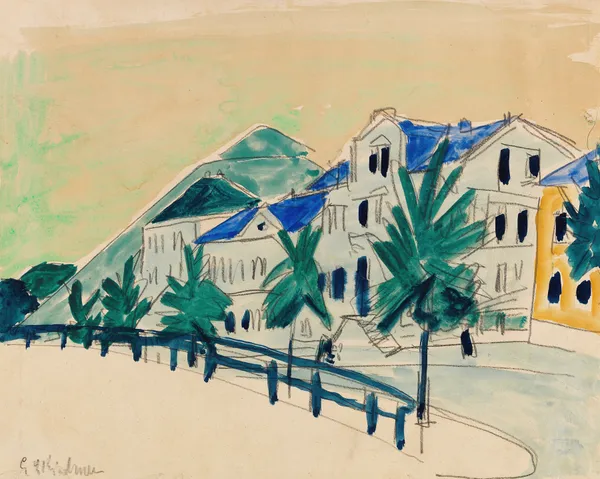 Häuser mit Allee av Ernst Ludwig Kirchner