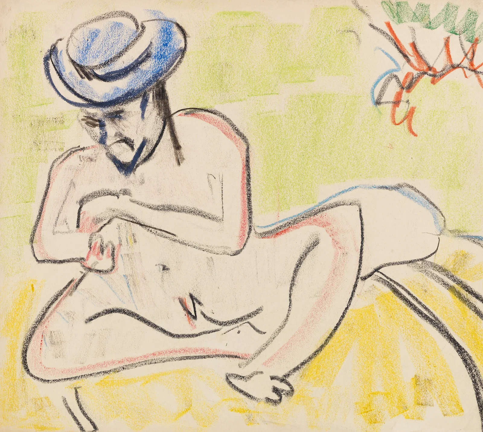 Heckel mit blauem Hut av Ernst Ludwig Kirchner