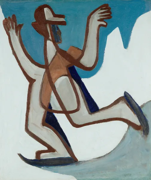 Ice skater sweeping across a frozen lake in the Alps av Ernst Ludwig Kirchner