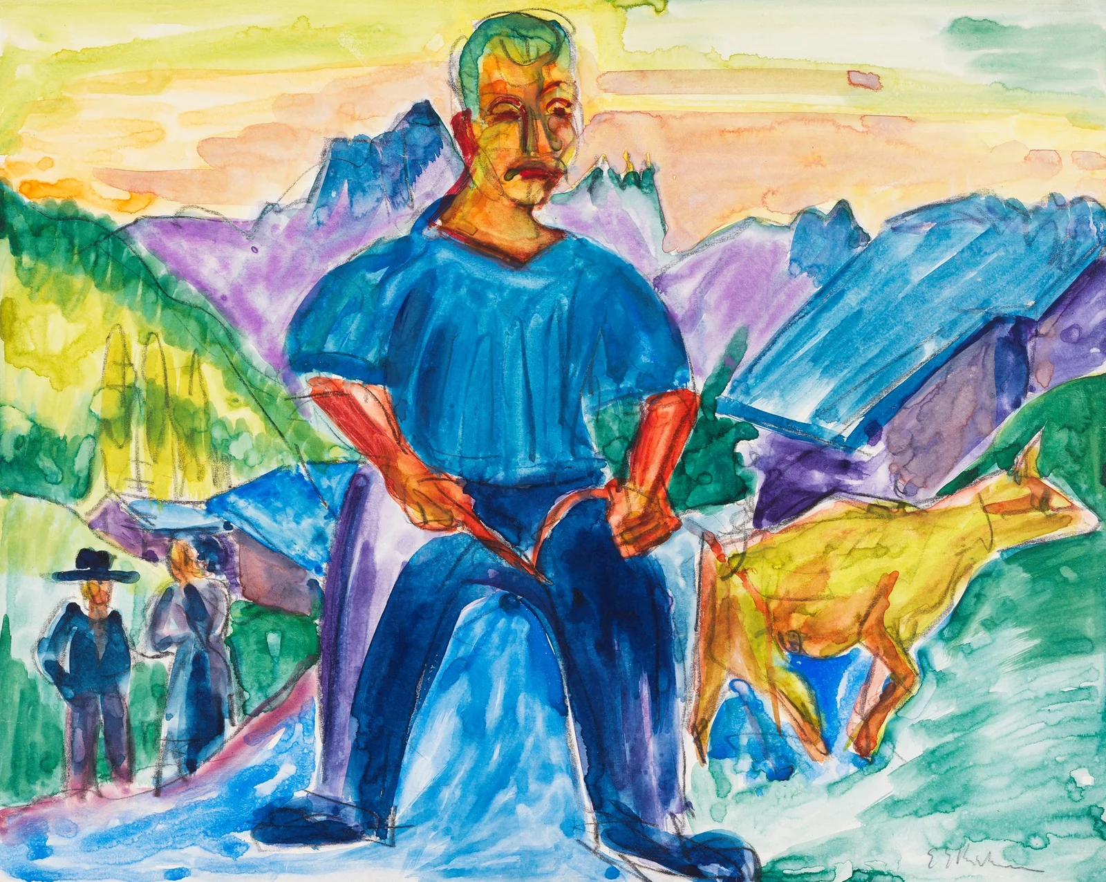 Kuh und Treiber av Ernst Ludwig Kirchner