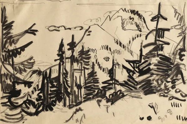 Mountain Landscape with Fir Trees av Ernst Ludwig Kirchner