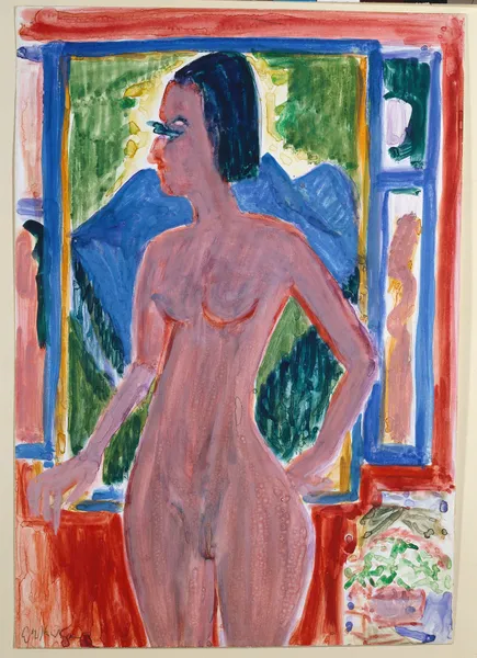 Naked woman at the window av Ernst Ludwig Kirchner