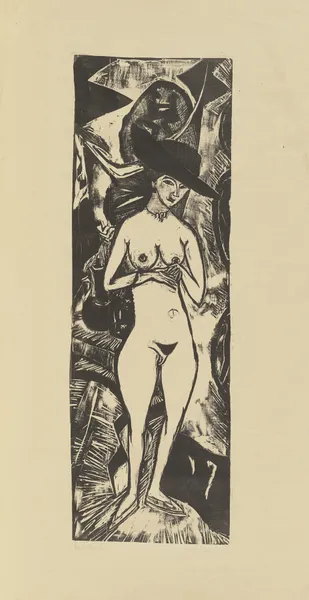 Nude Wearing a Black Hat av Ernst Ludwig Kirchner