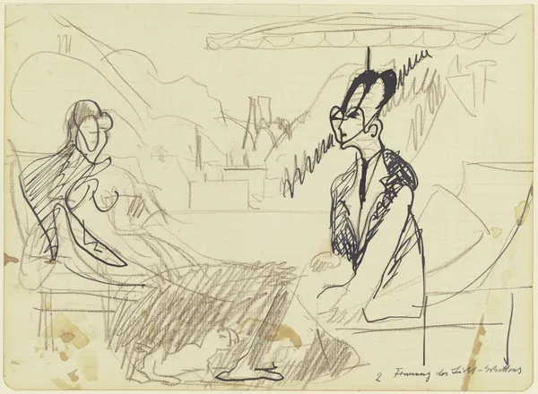 People on the deck chair av Ernst Ludwig Kirchner