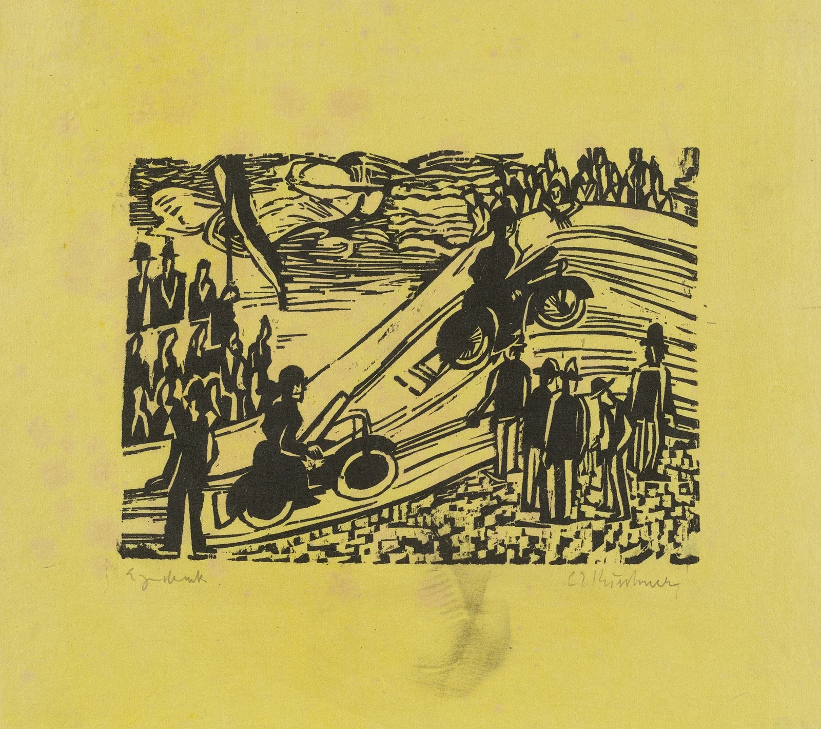 Radrennen, 1927 av Ernst Ludwig Kirchner