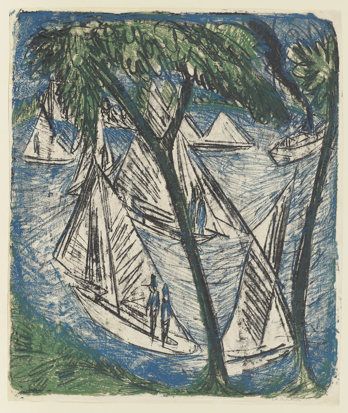 Segelboote bei Grünau av Ernst Ludwig Kirchner