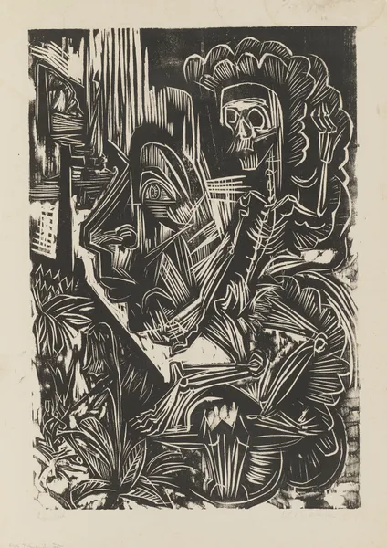 Self-Portrait with Dancing Death av Ernst Ludwig Kirchner