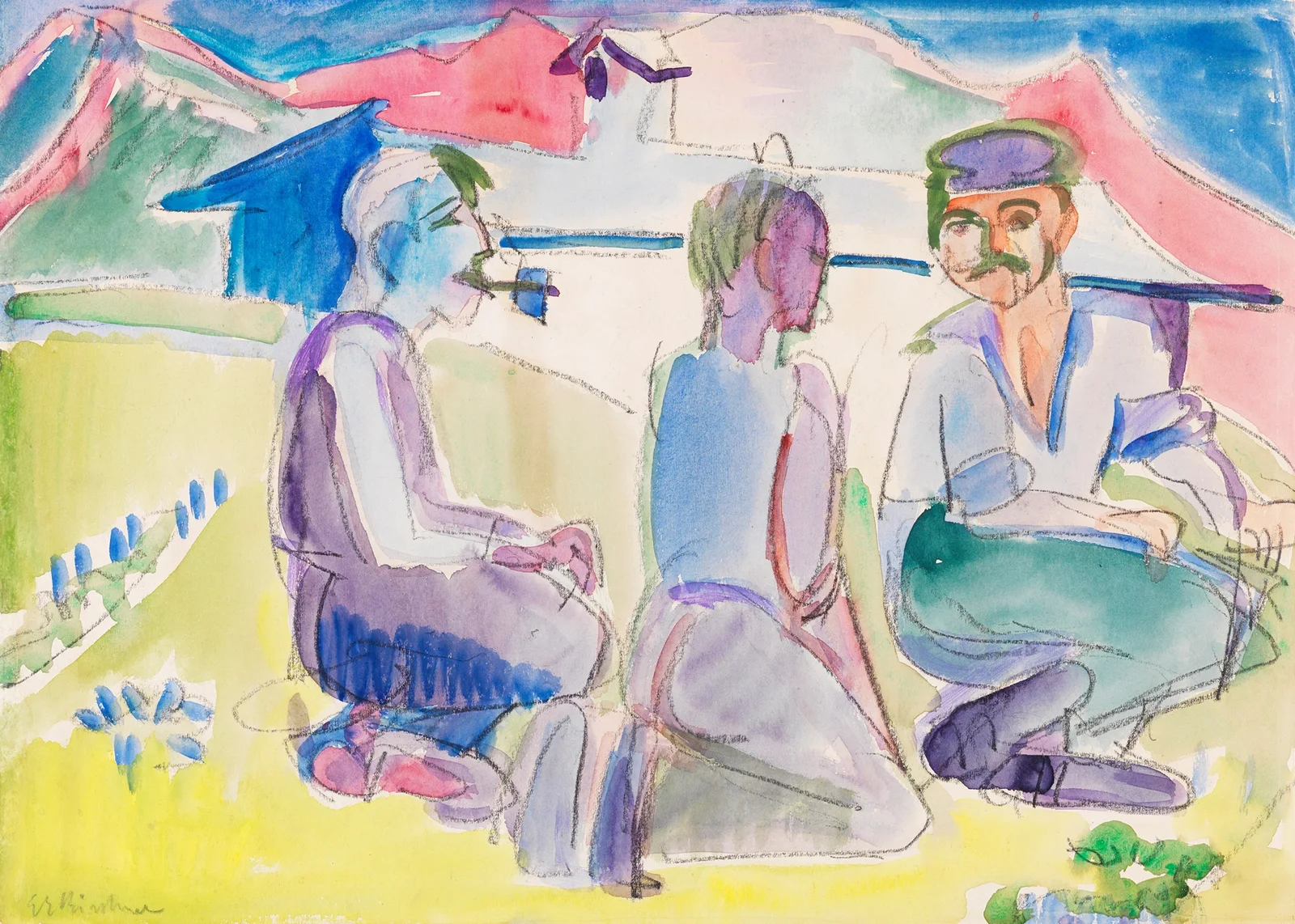 Sitzende Bauern (Lagernde Bauern) av Ernst Ludwig Kirchner