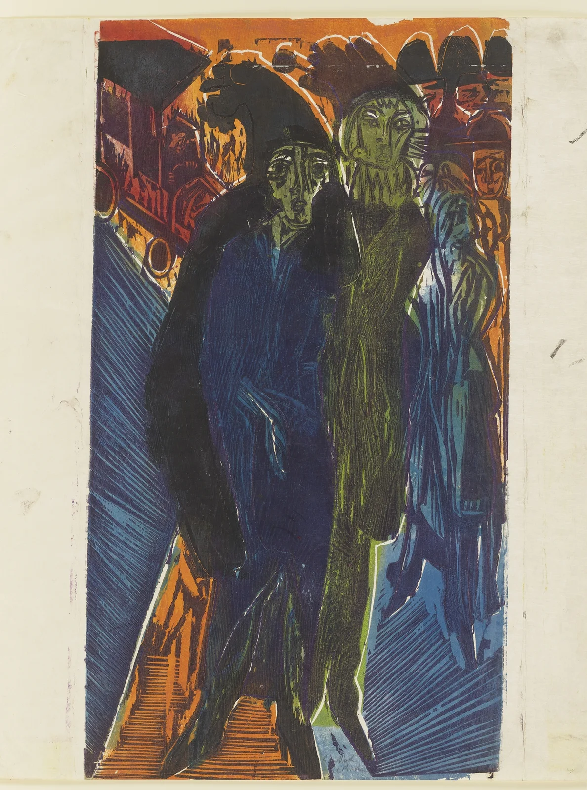 Straßenszene (nach dem Gemälde ‘Straßenszene’ von 1914) av Ernst Ludwig Kirchner