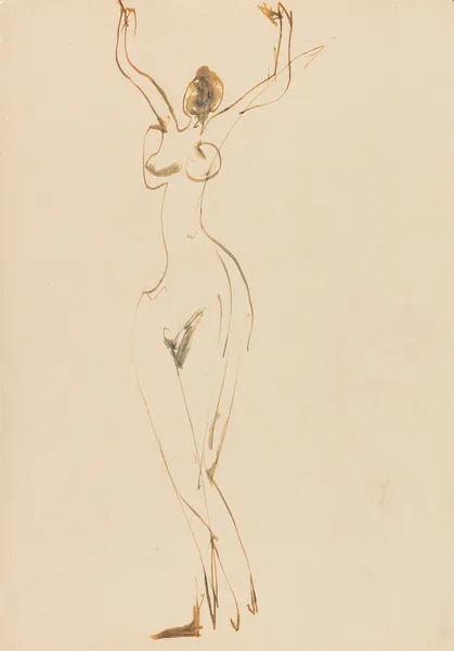 Tanzender weiblicher Akt im Atelier av Ernst Ludwig Kirchner