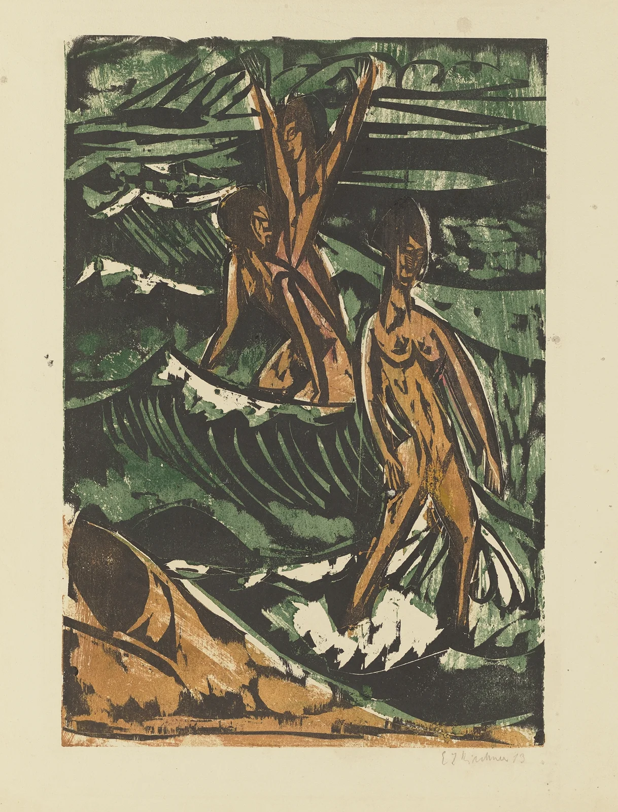 Three Bathers in the Waves av Ernst Ludwig Kirchner