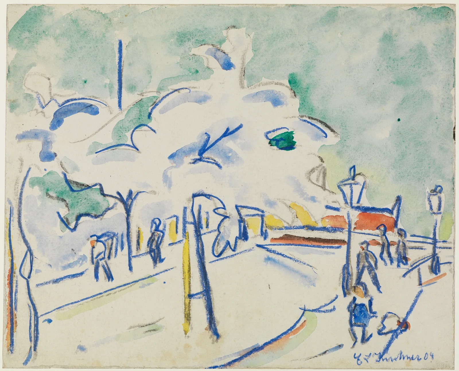 Uferstrom mit Bäumen (Dresden) av Ernst Ludwig Kirchner