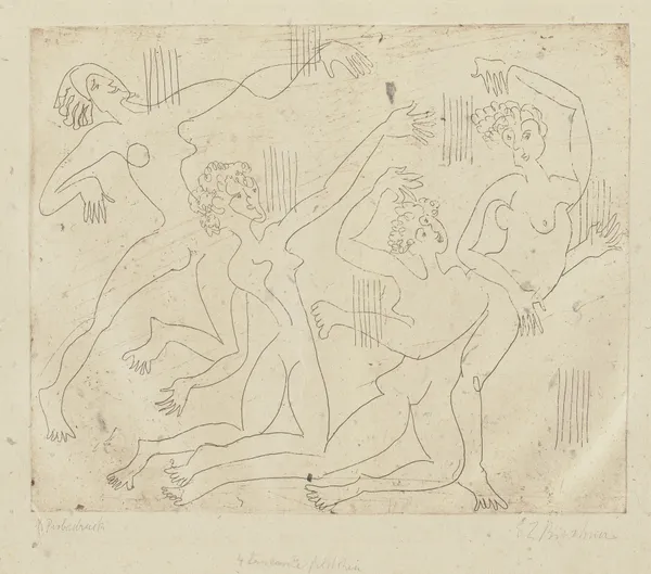 Vier tanzende Mädchen av Ernst Ludwig Kirchner