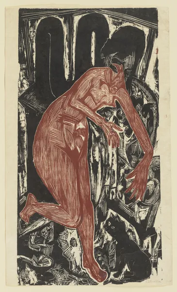 Woman Bathing by the Oven av Ernst Ludwig Kirchner