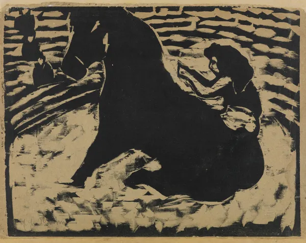 Zirkusreiterin – Artistin auf schwarzem Pony av Ernst Ludwig Kirchner