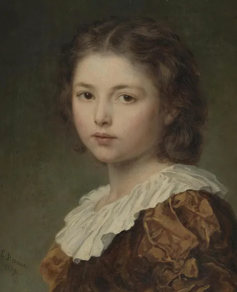 Portrait Of A Young Girl av Ludwig Knaus