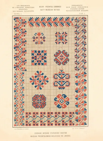 Les ornements de l’industrie domestique – Broderies des paysans Rutheniens vol.2 Pl.01 av Ludwik Wierzbicki