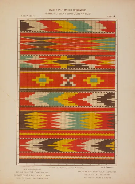 Les ornements de l’industrie domestique – Couvertures tissues et tapis des paysans Routheniens Pl.05 av Ludwik Wierzbicki