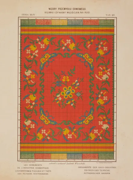 Les ornements de l’industrie domestique – Couvertures tissues et tapis des paysans Routheniens Pl.20 av Ludwik Wierzbicki