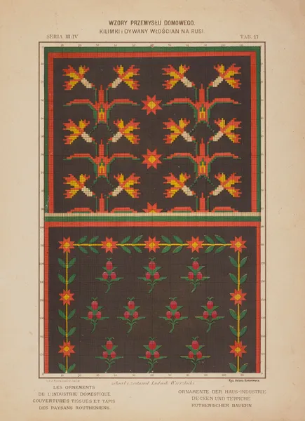 Les ornements de l’industrie domestique – Couvertures tissues et tapis des paysans Routheniens Pl.17 av Ludwik Wierzbicki