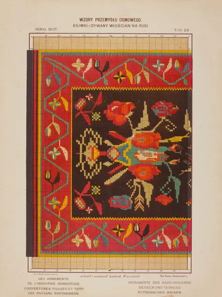 Les ornements de l’industrie domestique – Couvertures tissues et tapis des paysans Routheniens Pl.22 av Ludwik Wierzbicki