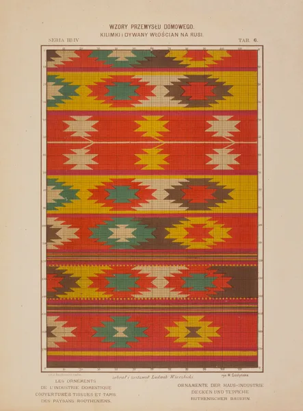 Les ornements de l’industrie domestique – Couvertures tissues et tapis des paysans Routheniens Pl.06 av Ludwik Wierzbicki